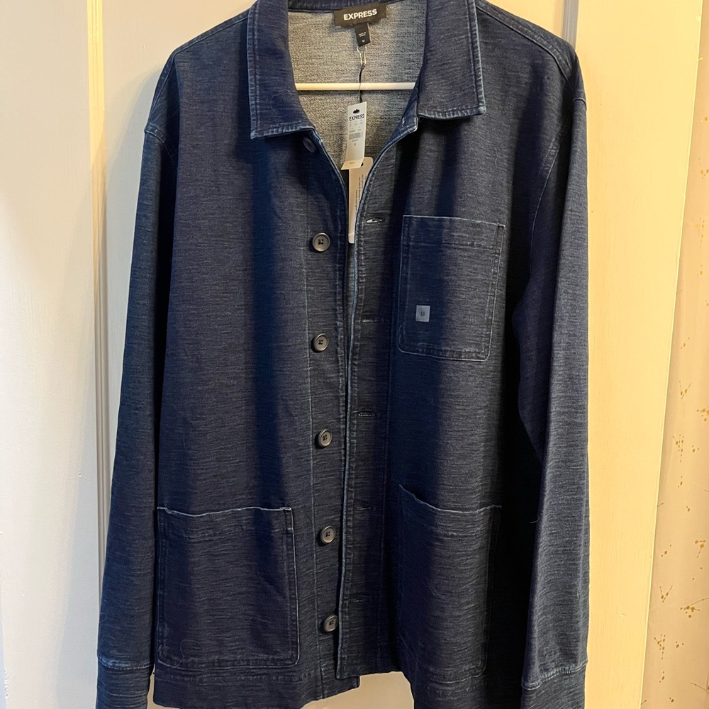 NWT Express Dark Blue Button-Up Shirt Jacket M
